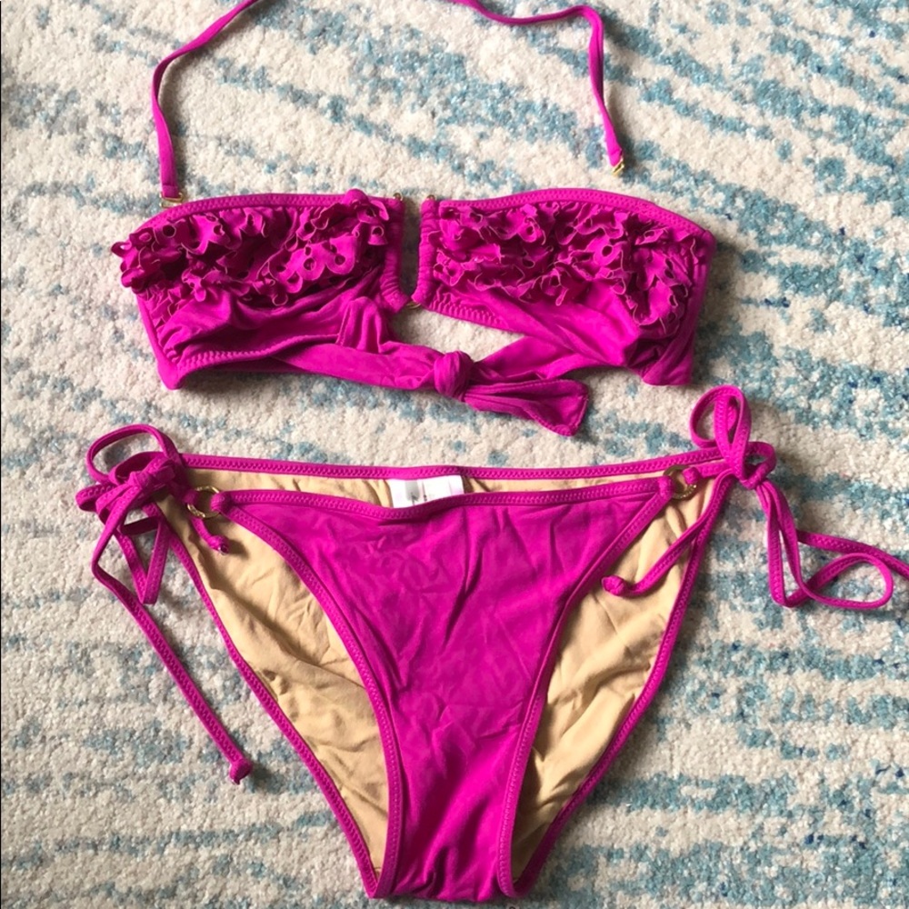 BCBG MaxAzria Eyelet Ruffle Bikini, Sm & Med